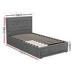 Bed Frame King Single Size Gas Lift Storage Mattress Grey