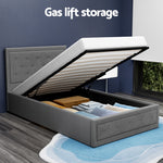 Bed Frame King Single Size Gas Lift Storage Mattress Grey