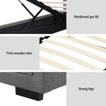 Bed Frame King Single Size Gas Lift Storage Mattress Grey