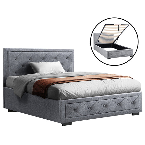  Bed Frame King Single Size Gas Lift Storage Mattress Grey