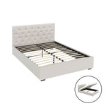 Bed Frame Double Size Gas Lift Beige Vila Gas Lift Storage Fabric
