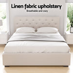 Bed Frame Double Size Gas Lift Beige Vila Gas Lift Storage Fabric