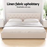 Bed Frame King Size Gas Lift Beige Vila Gas Lift Storage Fabric