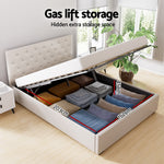 Bed Frame Queen Size Gas Lift Beige Vila Gas Lift Storage Fabric