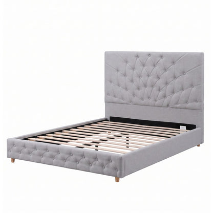 Double Bed Frame Grey Tufted king