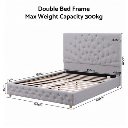 Double Bed Frame Grey Tufted king
