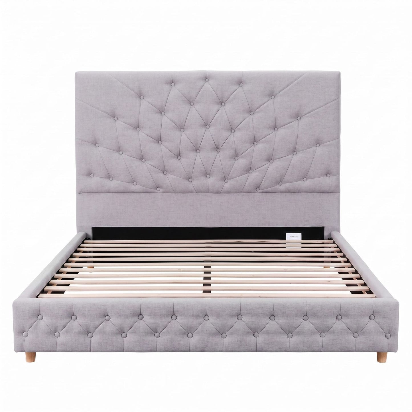 Double Bed Frame Grey Tufted king
