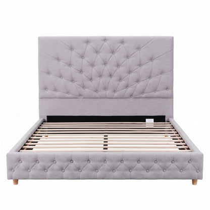 Double Bed Frame Grey Tufted king
