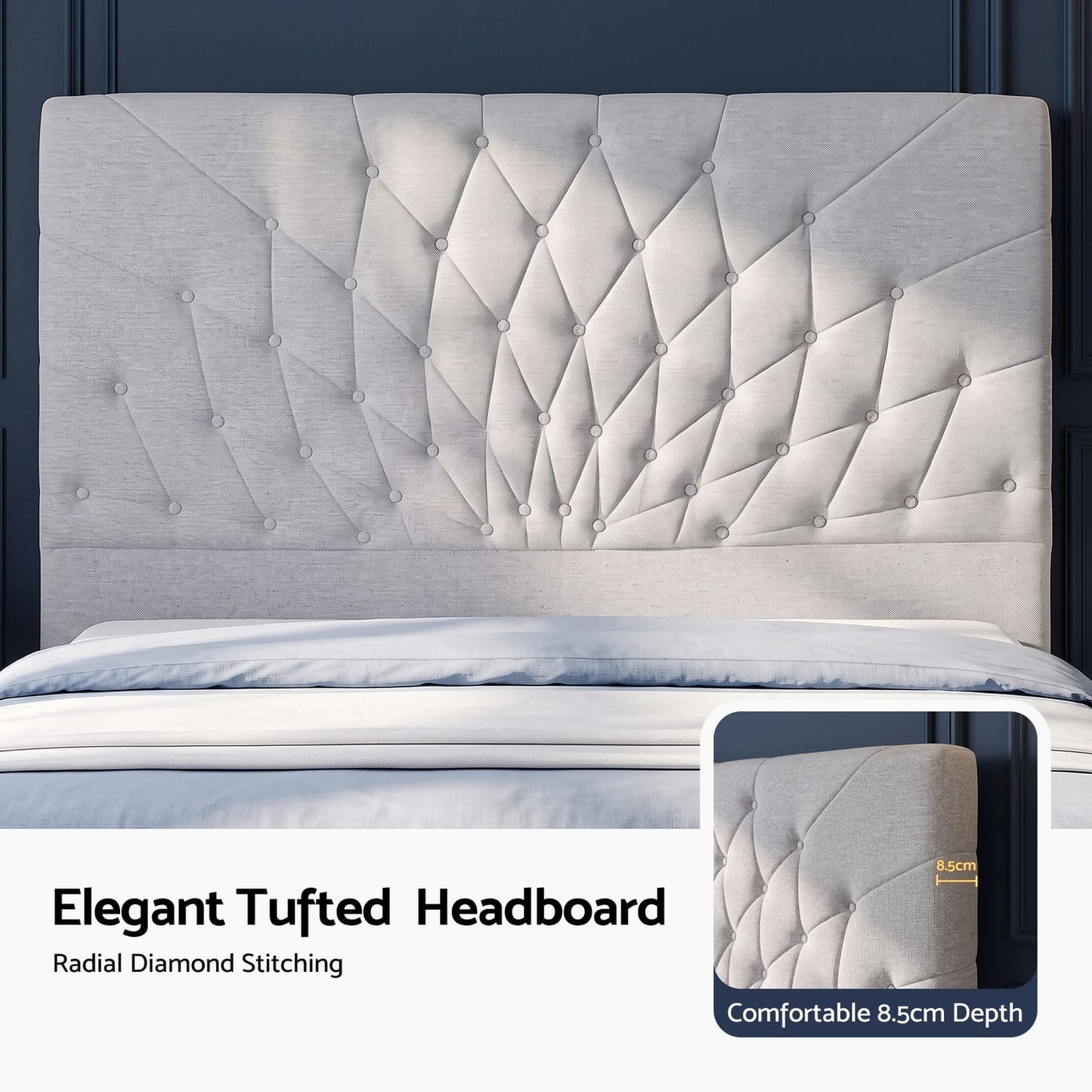 Double Bed Frame Grey Tufted king