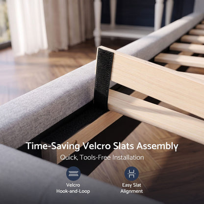 Double Bed Frame Grey Tufted king