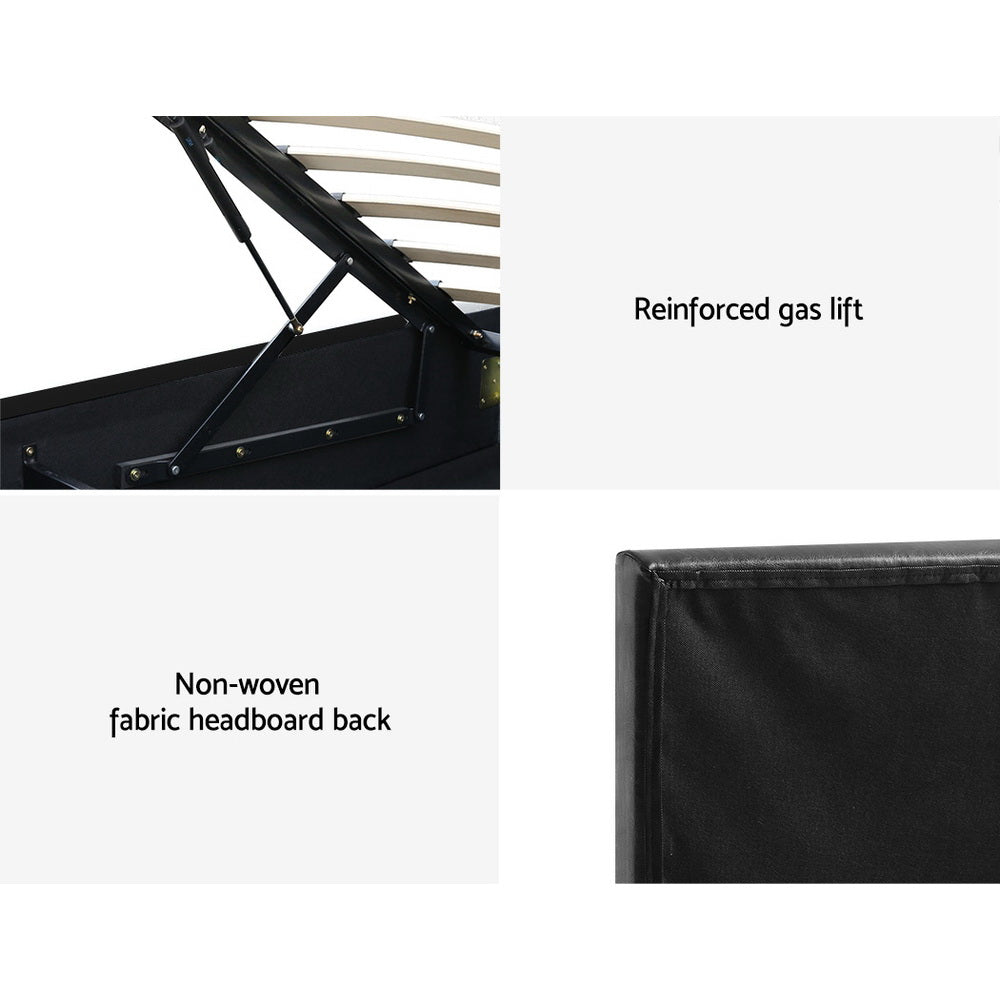 Bed Frame King Single Size Led Gas Lift Black Lumi Gas Lift