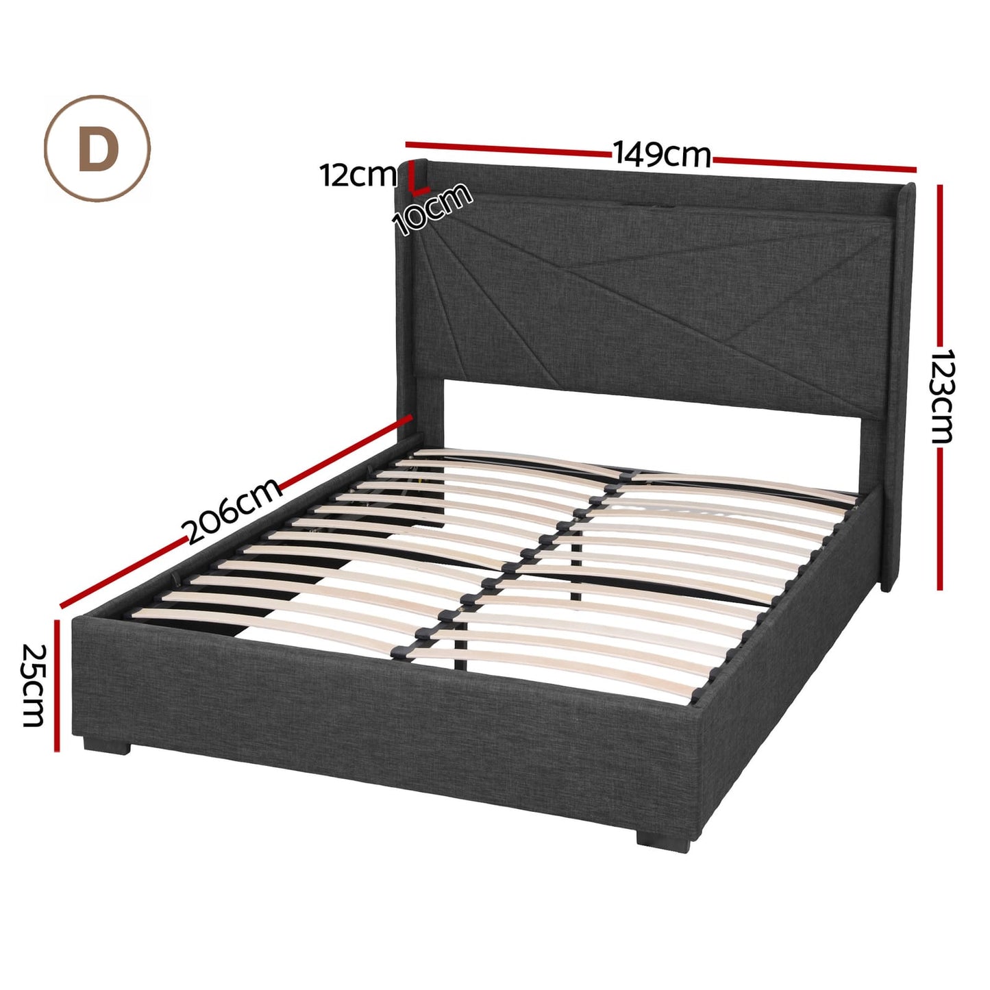 Double Bed Frame Storage 2x3cm