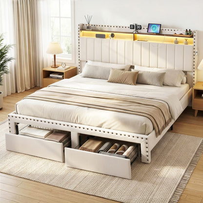 King Bed Frame Shelf Storage 2x3cm