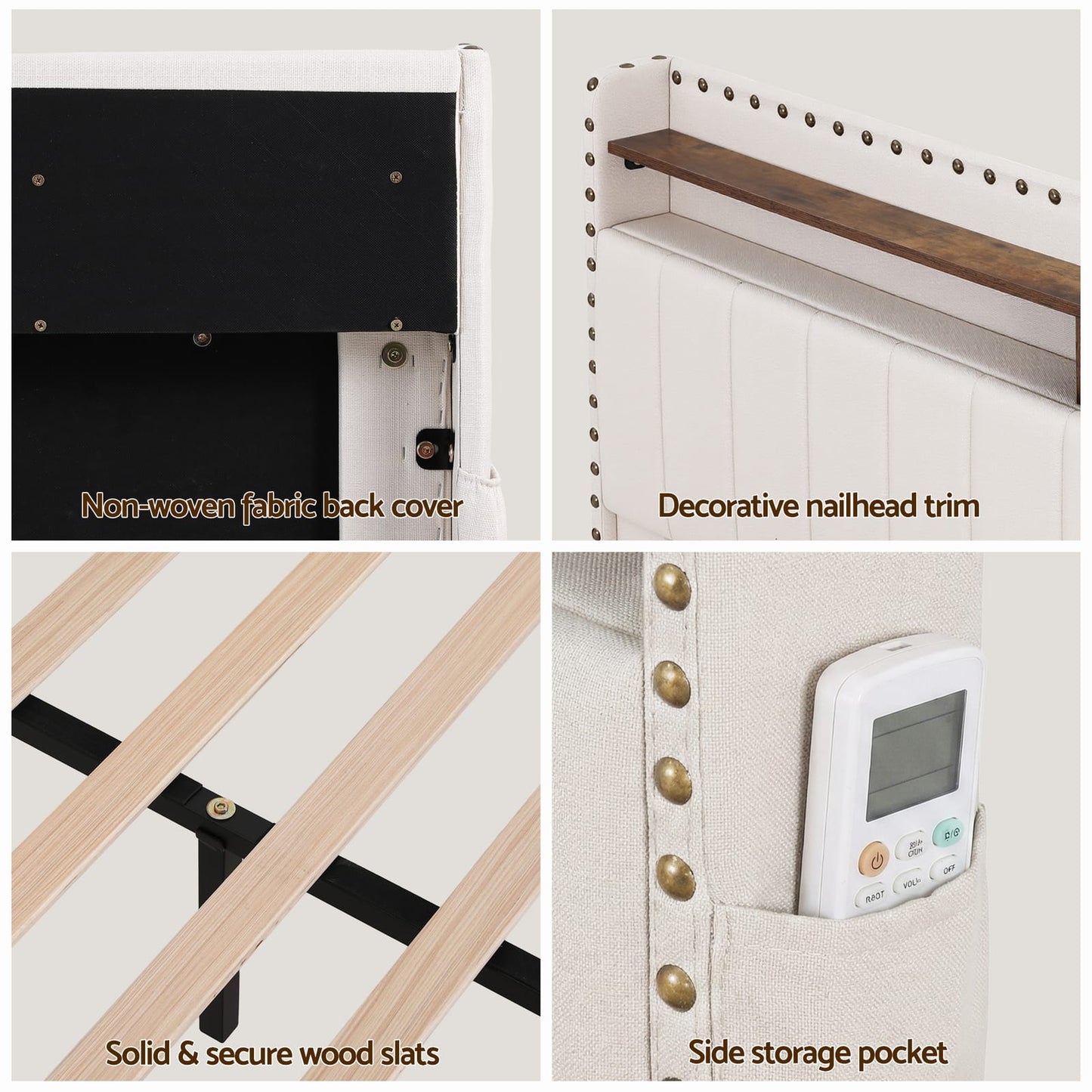 King Bed Frame Shelf Storage 2x3cm