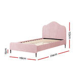 Bed Frame King Single/Queen Size Velvet Pink OLAN