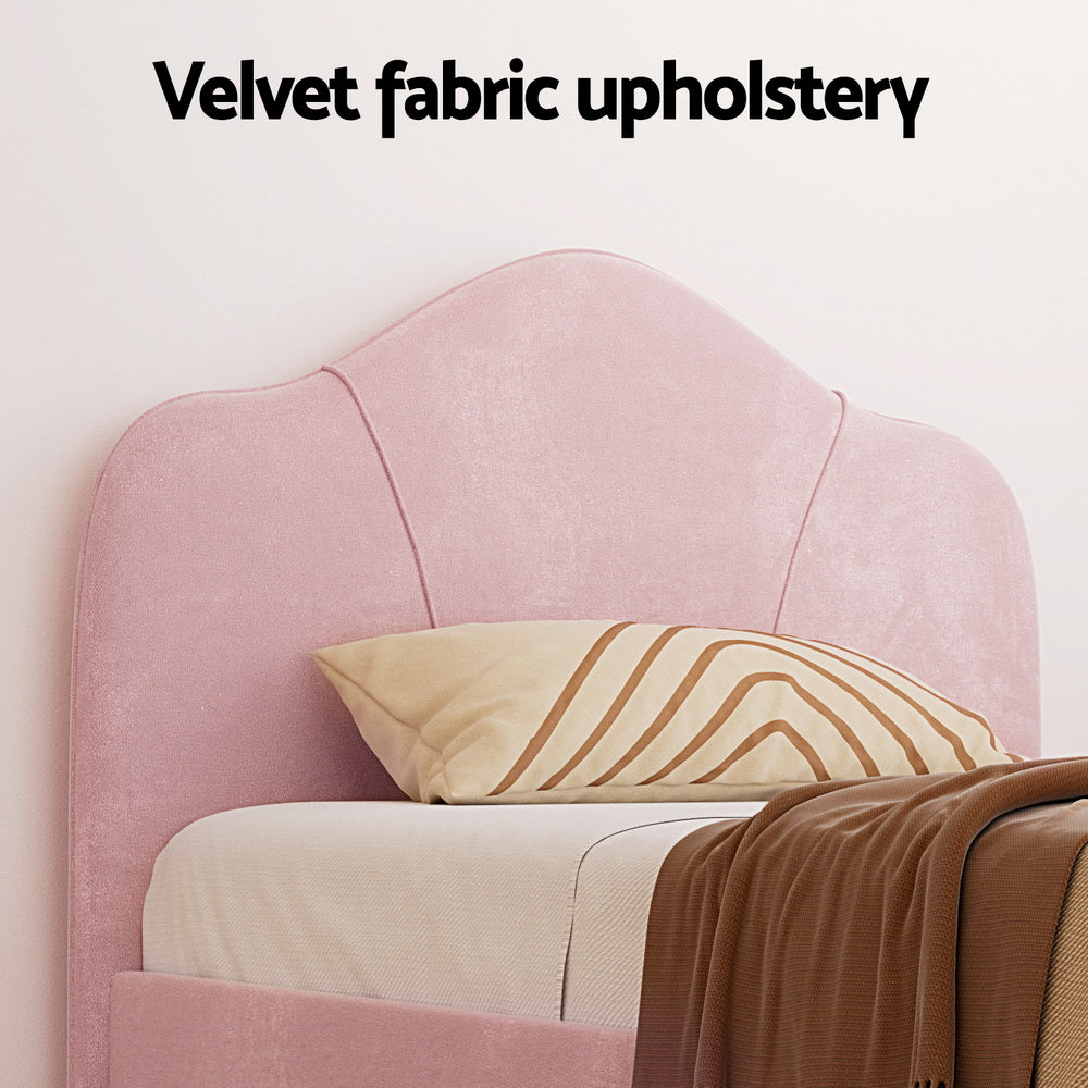 Bed Frame King Single/Queen Size Velvet Pink OLAN