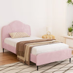 Bed Frame King Single/Queen Size Velvet Pink OLAN