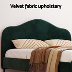 Bed Frame Queen Size Velvet Dark Green Olan