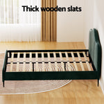 Bed Frame Queen Size Velvet Dark Green Olan