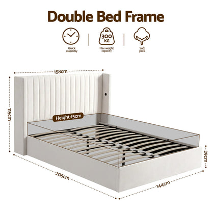 Double Bed Frame Storage White king