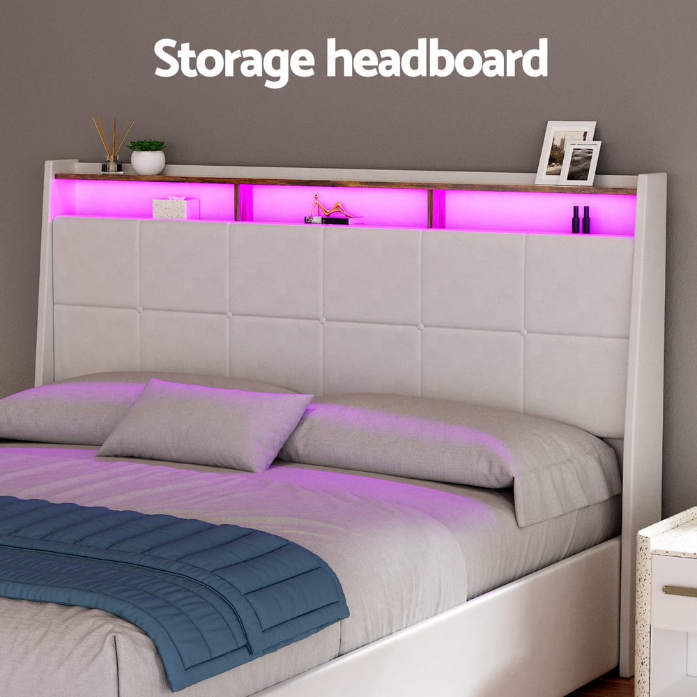 Queen Bed Frame Gas Lift Storage 214x165x113cm