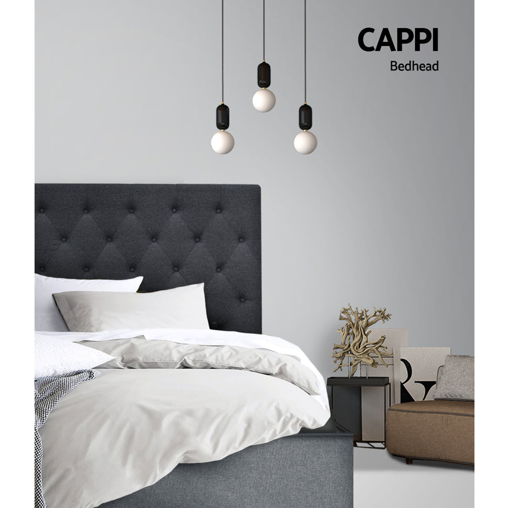 Bed Head Headboard Double Size Fabric - CAPPI Charcoal