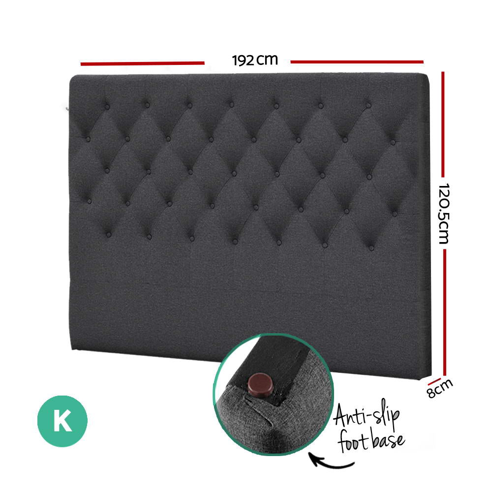Bed Head Headboard King Size Fabric - CAPPI Charcoal