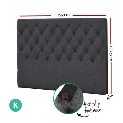 Bed Head Headboard King Size Fabric - CAPPI Charcoal