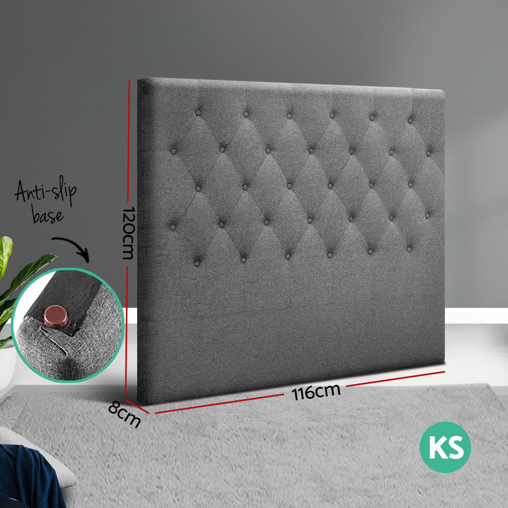 Bed Head Headboard King Single Size Fabric - CAPPI Grey