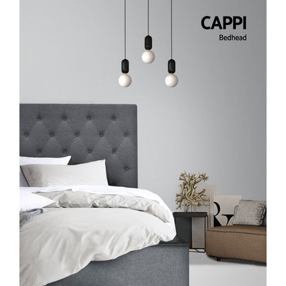 Bed Head Headboard King Single Size Fabric - CAPPI Grey