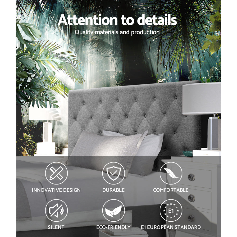 Bed Head Headboard King Single Size Fabric - CAPPI Grey