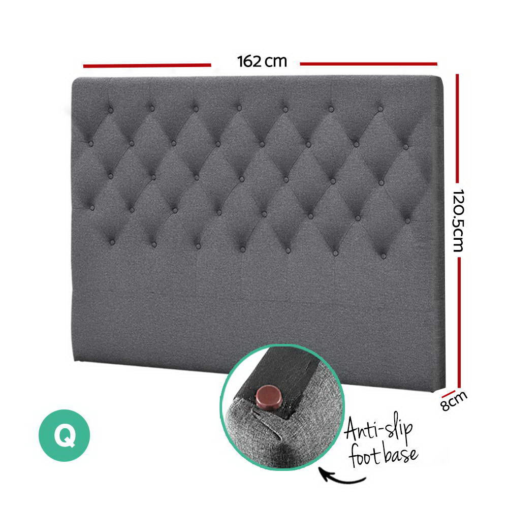 Bed Head Headboard Queen Size Fabric - CAPPI Grey