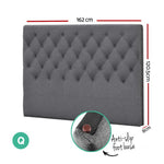 Queen Size Bed Headboard Fabric Frame foam Base Grey