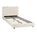 King Single Bed Frame Cloud Headboard Boucle Fabric Mattress
