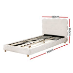 King Single Bed Frame Cloud Headboard Boucle Fabric Mattress