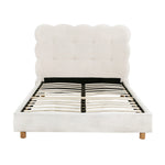 King Single Bed Frame Cloud Headboard Boucle Fabric Mattress