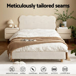 King Single Bed Frame Cloud Headboard Boucle Fabric Mattress