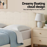 King Single Bed Frame Cloud Headboard Boucle Fabric Mattress