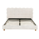 Queen Bed Frame Cloud Headboard Boucle Fabric Mattress Platform Base