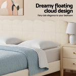 Queen Bed Frame Cloud Headboard Boucle Fabric Mattress Platform Base