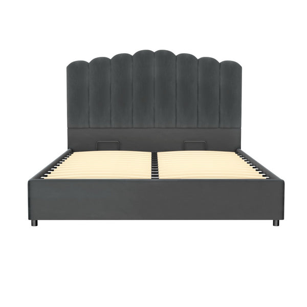  Bed Frame Double/King/Queen Size Velvet Grey