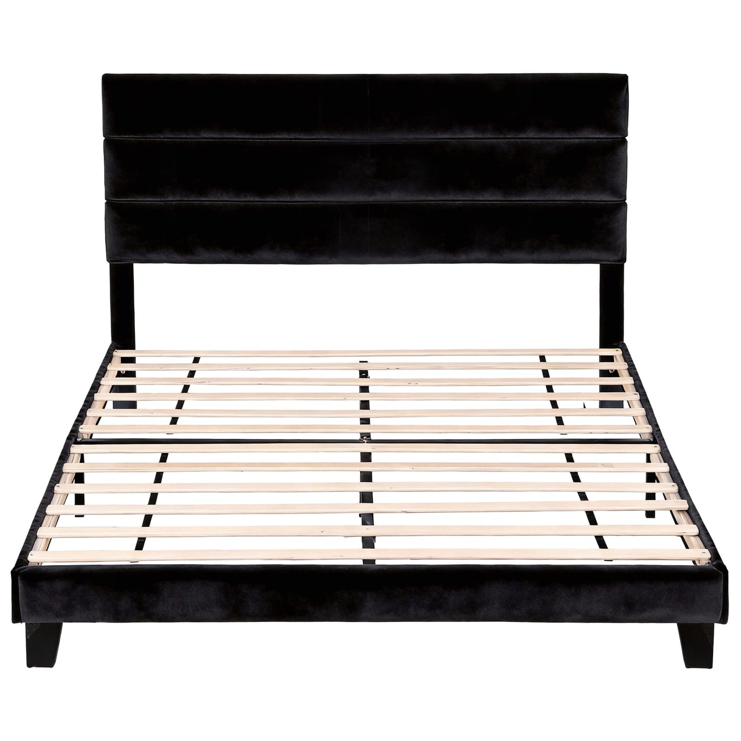 King Bed Frame Velvet Upholstered