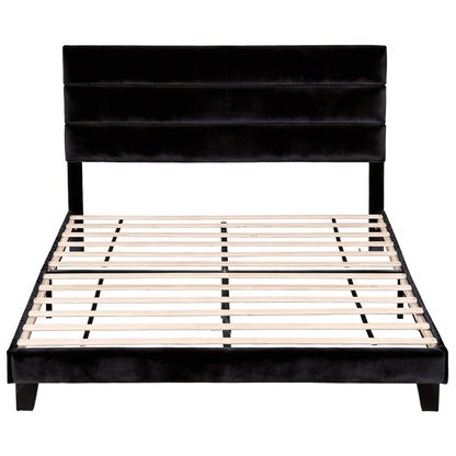 King Bed Frame Velvet Upholstered