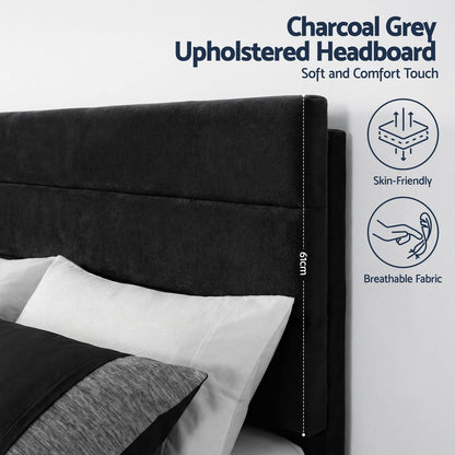 King Bed Frame Velvet Upholstered