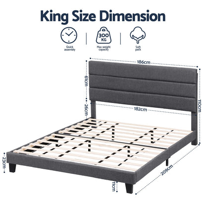 King Bed Frame Charcoal Grey