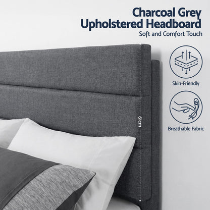 King Bed Frame Charcoal Grey