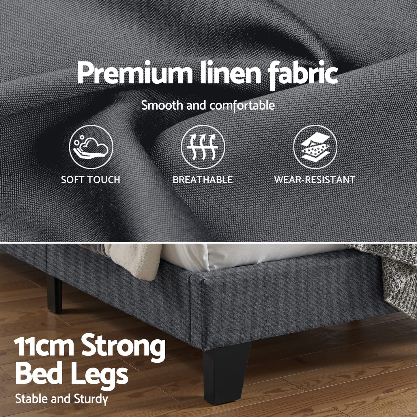 King Bed Frame Charcoal Grey