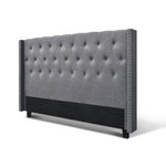 King Size Bed Headboard Fabric Frame Base Grey