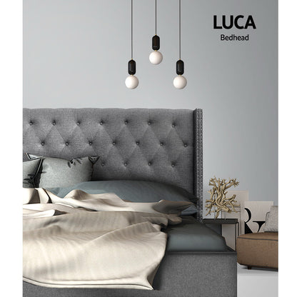 Bed Head Headboard King Size Fabric - LUCA Grey