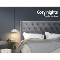 Bed Head Headboard King Size Fabric - LUCA Grey